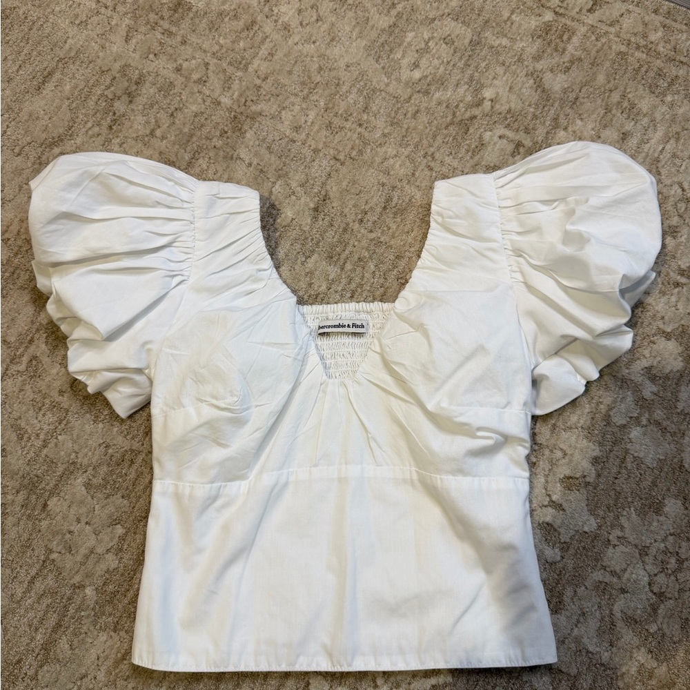 Abercrombie & Fitch White Puff Sleeve Blouse